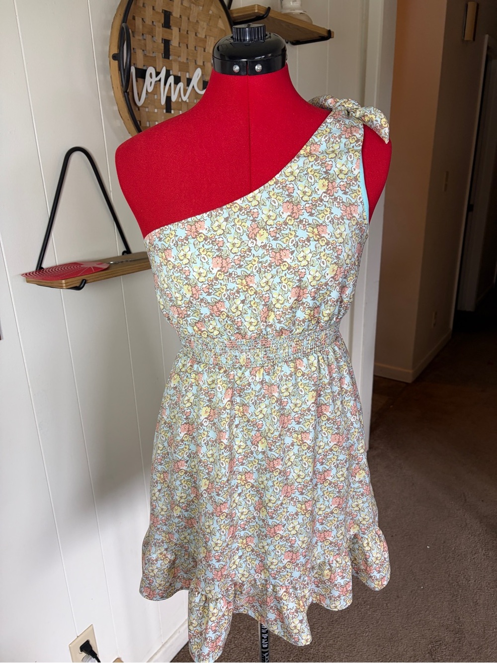 Altar'd State One-Shoulder Pastel Floral Dress